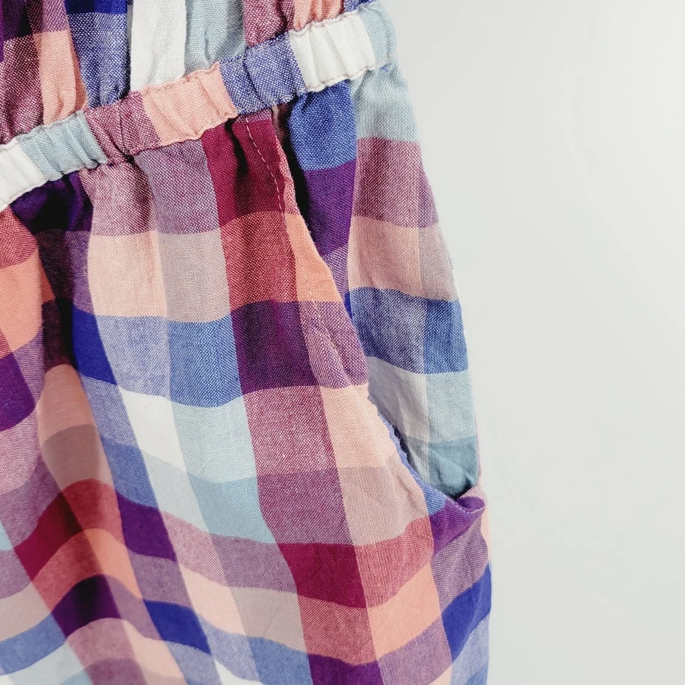Anthro Kopal Brea Plaid Puff Sleeve Romper Cotton Cottagecore S - Picture 5 of 8